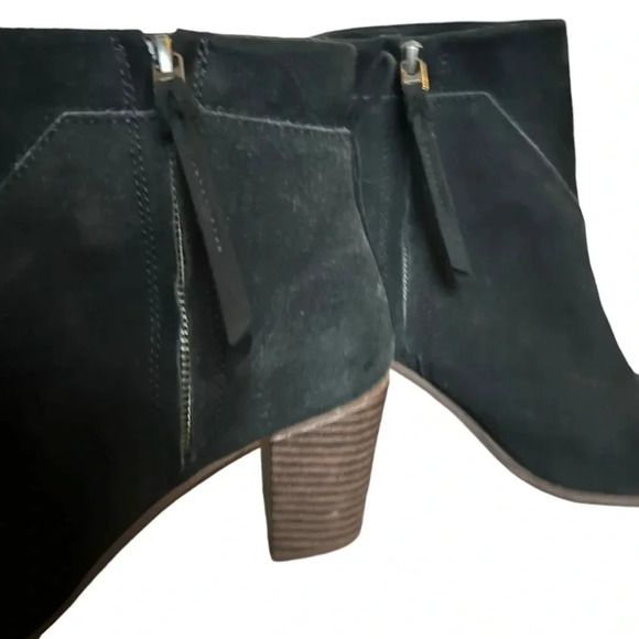 TOMs Lunata pieced suede black boot block heel women's side zip up ankle bootie - Picture 8 of 9